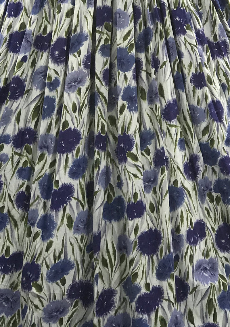 1950s Blue Carnations Cotton Dress- New!