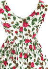 1950's Magenta Briar Roses Pique Cotton Dress - New! (ON HOLD)