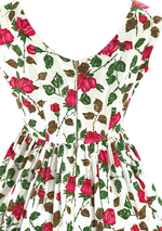1950's Magenta Briar Roses Pique Cotton Dress - New! (ON HOLD)