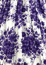 Late 1950s to Early 1960s Purple Bouquet Cotton Dress- NEW!