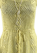 Vintage 1960s Does 1930s Yellow Crochet Dress - New!