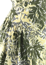 Elegant 1950s Leaf Print Cotton Dress - New! (On hold)