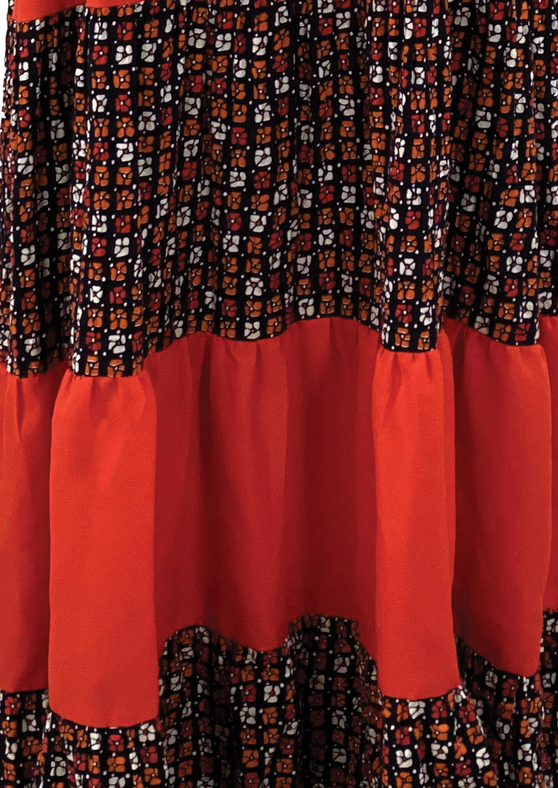 Vintage 1970s Paprika Orange Maxi Pinafore Dress - NEW!