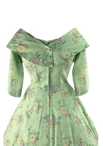 1950s Pistachio Green Cotton Floral Dress- New! (RESERVED)