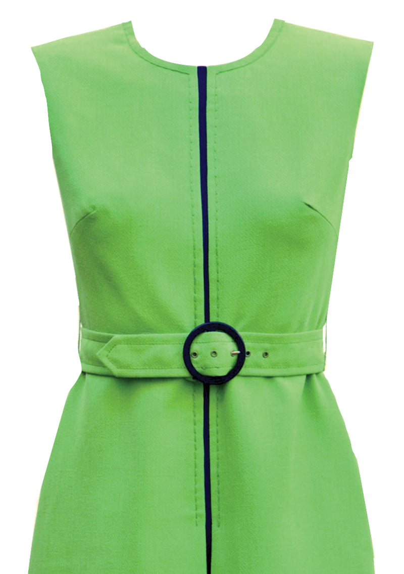 Vintage 1960s Lime Green & Navy Designer Ensemble - New!