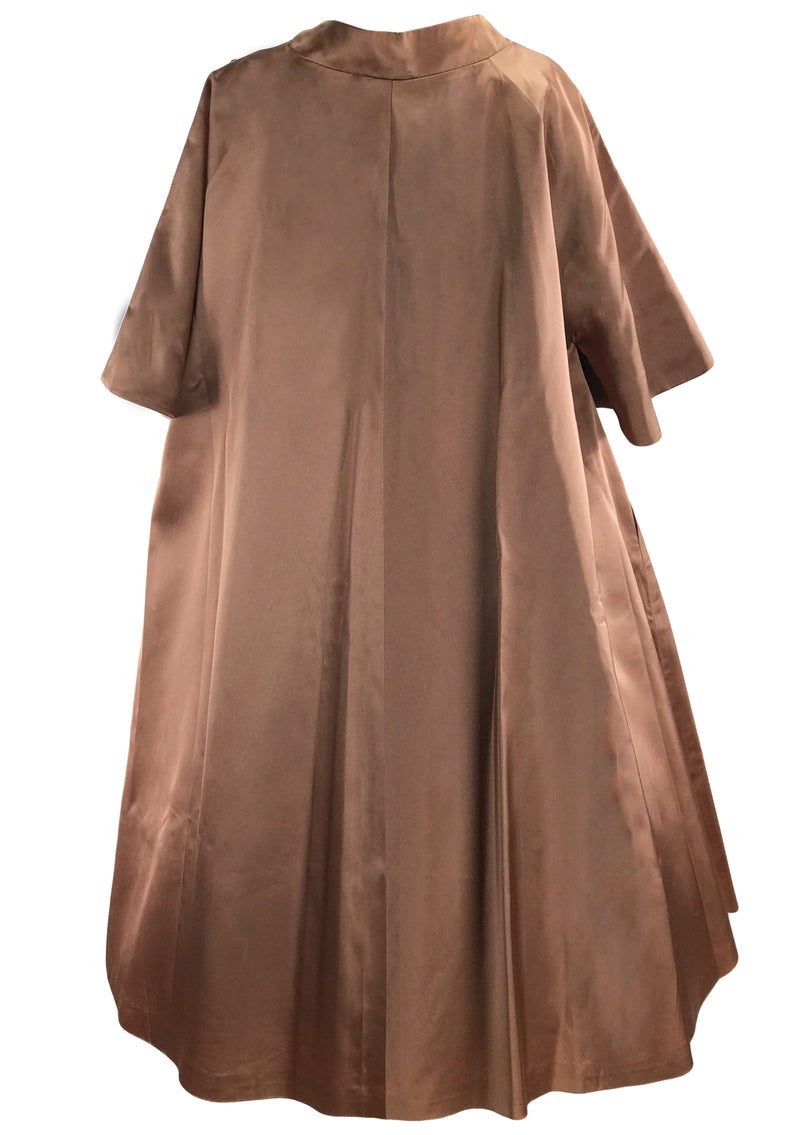 Late 1950s Designer Copper Satin Evening Coat- New!