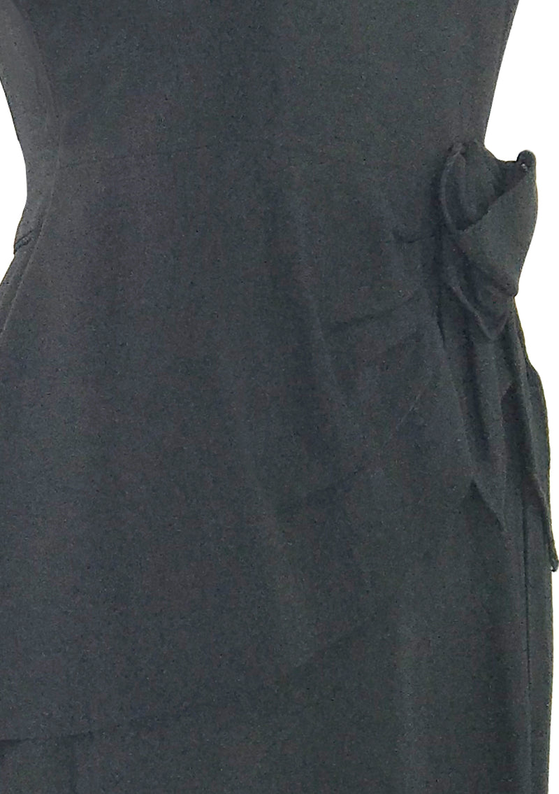 Vintage 1940s Black Rayon Crepe Swag Dress - New!