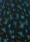 Late 1950s Early 1960s Black Cotton with Blue Roses Dress - NEW!
