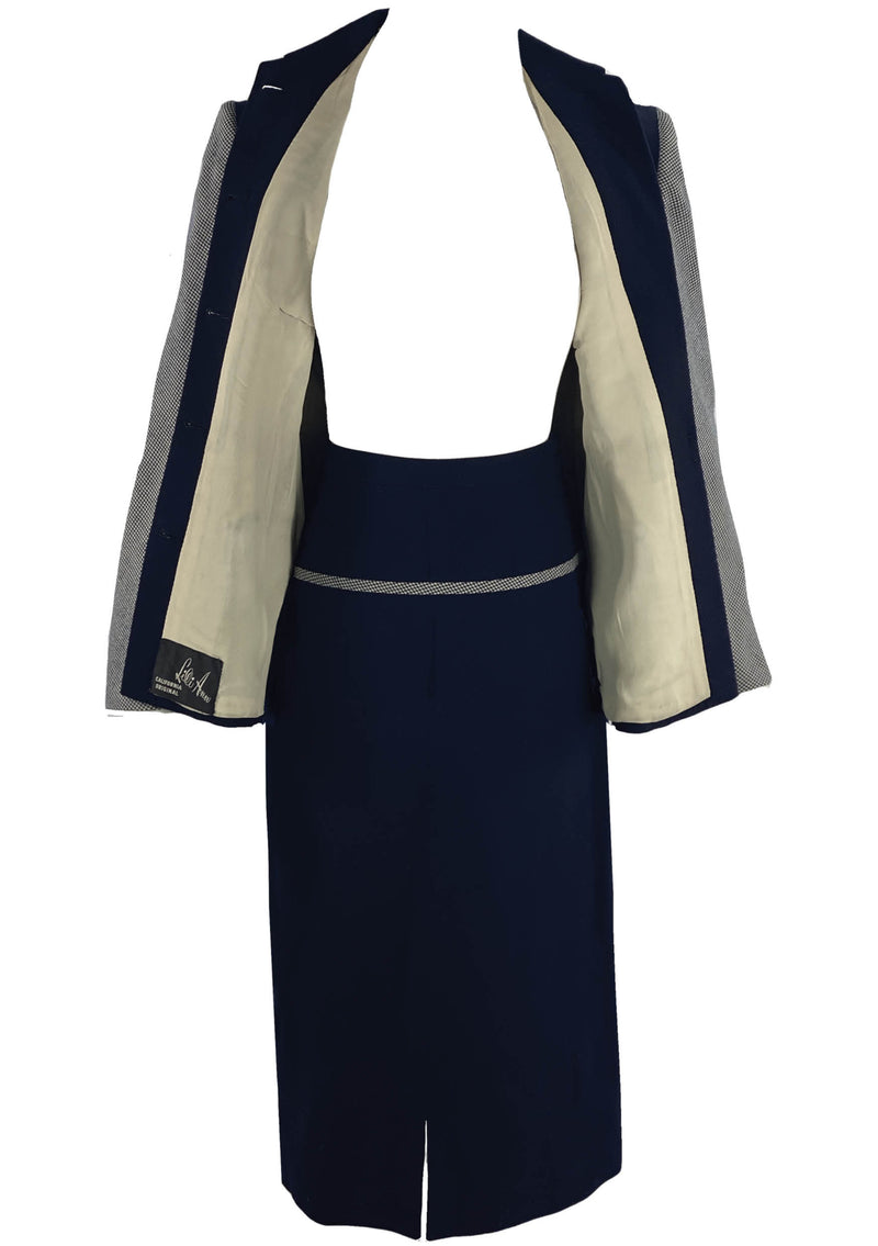 Rare 1940s Navy & Herringbone Lilli Ann Designer Suit- New! (SOLD)