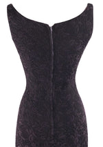 Stunning 1960s Black & Aubergine Matelasse Gown - New!