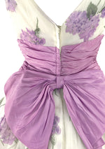Spectacular 1950s Lilac Hydrangeas Chiffon Party Dress - New!
