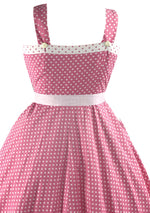 Late 1950s Early 1960s Pink & White Polka Dot Sundress - New!