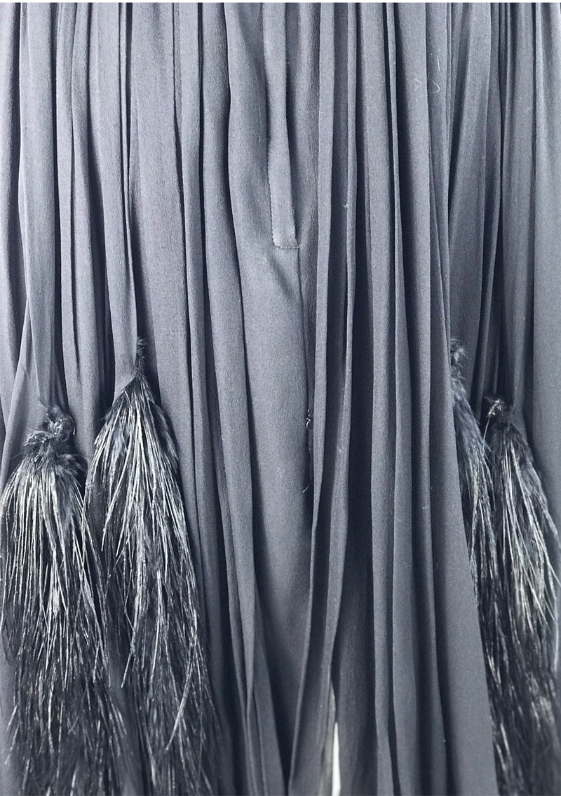1950s Black Designer Black Silk Chiffon Cocktail Dress - New!