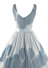 Vintage 1950s Muted Blue and White Cotton Dress- New!