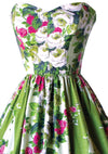 1950s Pink Roses Applique Cotton Party Dress - New!
