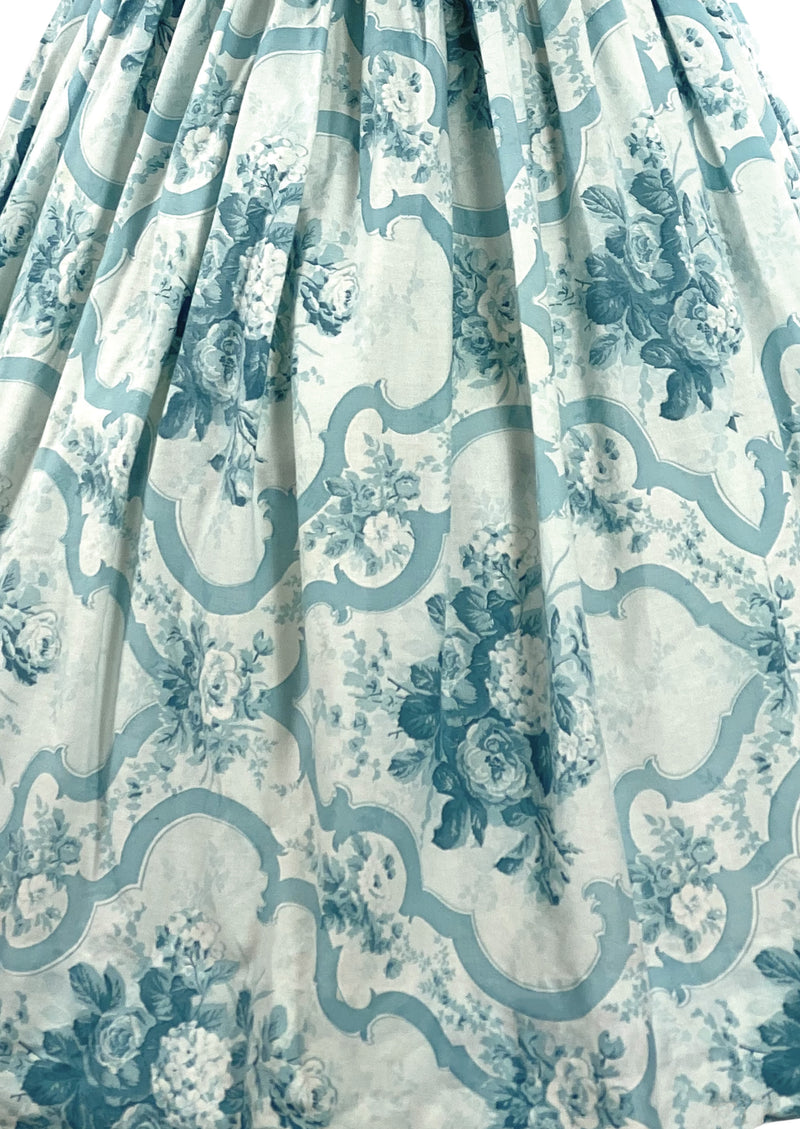 Vintage 1950s Blue Roses Scroll Cotton Sundress- New!