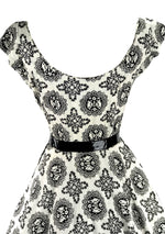 1950's Jerry Gilden B&W Medallion Print Cotton Dress - New!