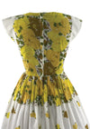 Late 1950s to Early 1960s Yellow Roses Cotton Dress - New!