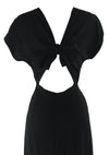 Rare 1940s Black Dress with Huge Rose Appliqué - New!