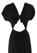 Rare 1940s Black Dress with Huge Rose Appliqué - New!