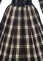 Late 1950s to Early 1960s Brown Plaid Cotton Dress- New!