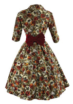 Late 1950s Autumn Toned Floral Dress Ensemble- New!