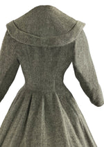 Dramatic 1950s Grey Flecked Wool Princess Coat- NEW!
