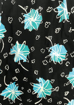 1950s Black Cotton Dress with Blue Atomic Print - New!