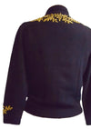 Vintage 1950s Black Lambswool Cardigan with Gold Beading- New