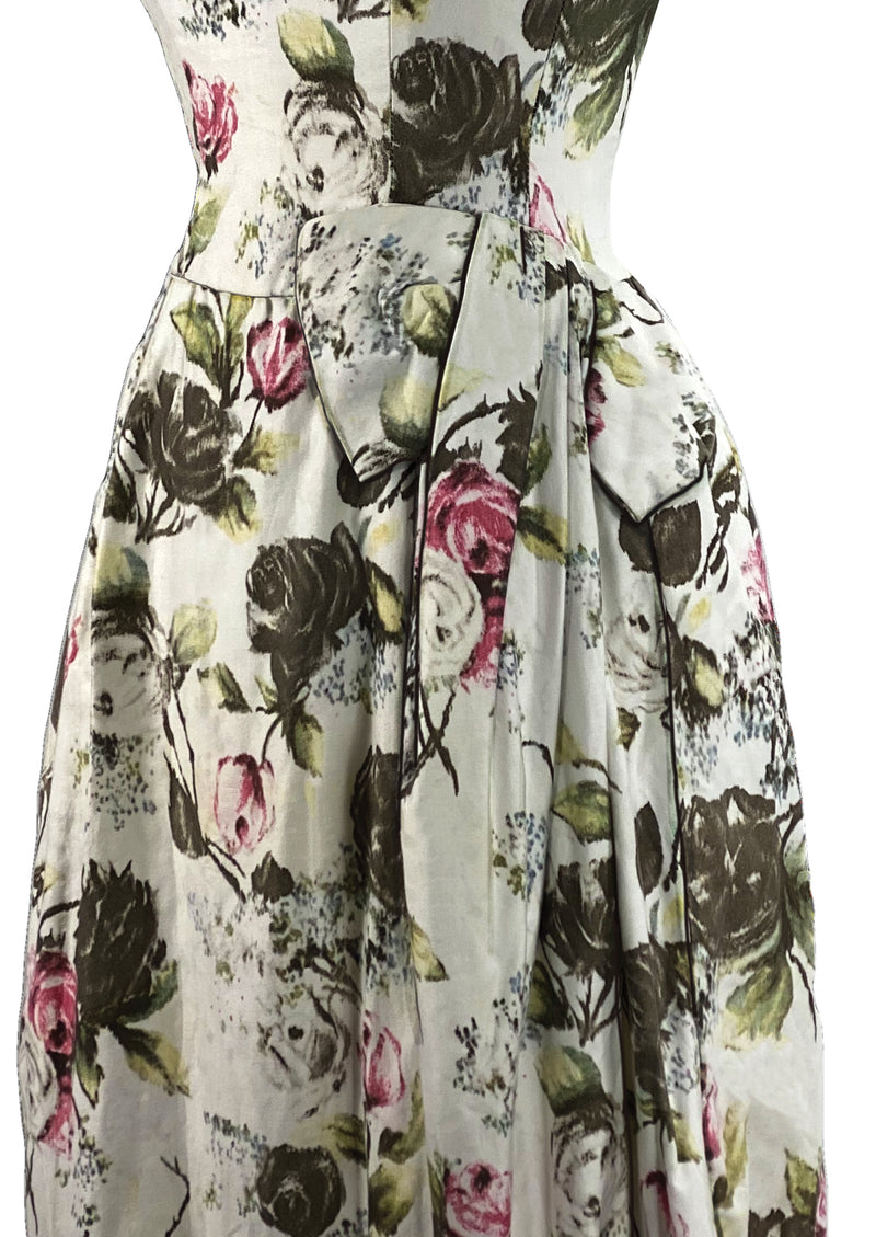 1950s Frank Usher Designer Draped Rose Bouquet Dress- New!