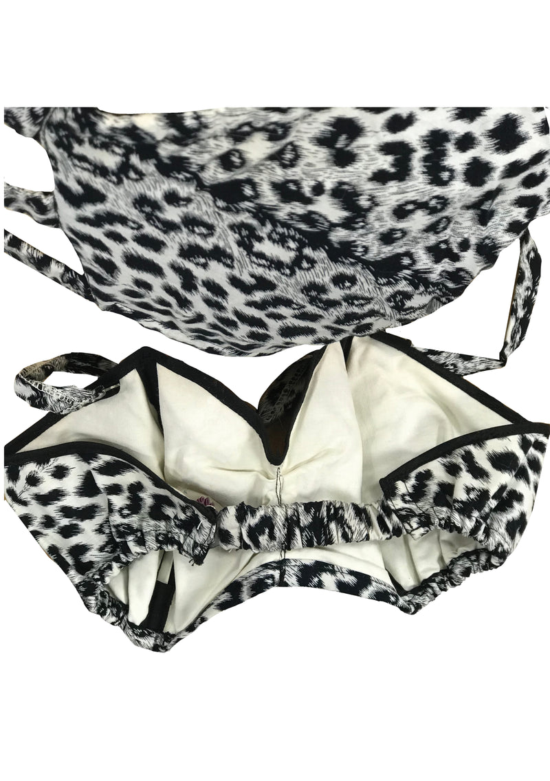 Deadstock Late 1950s Leopard Print Cotton Bikini Swimsuit- New!