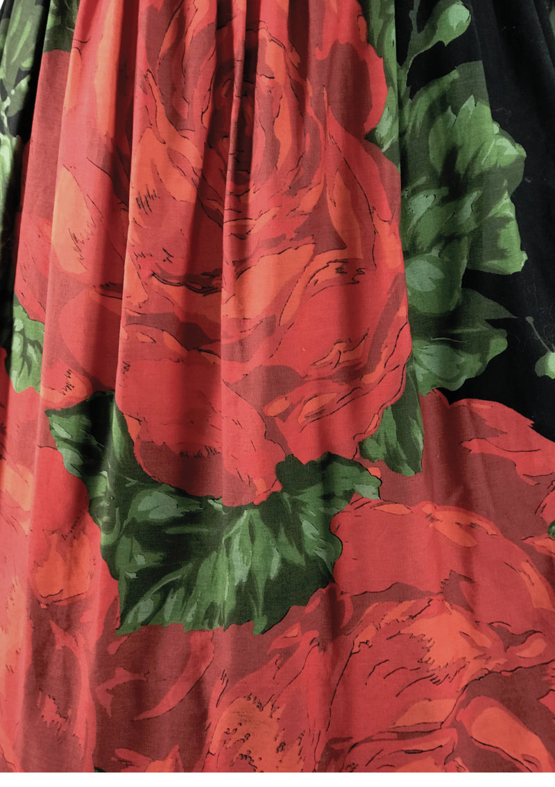 Vintage 1950s Collectable Large Red Roses Dress- New!