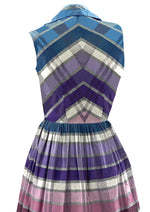 Vintage 1950s Purple, Blue & Pink Plaid Cotton Dress- NEW!