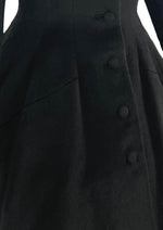 Sublime 1950s Lilli Ann Black Wool Princess Coat- New!