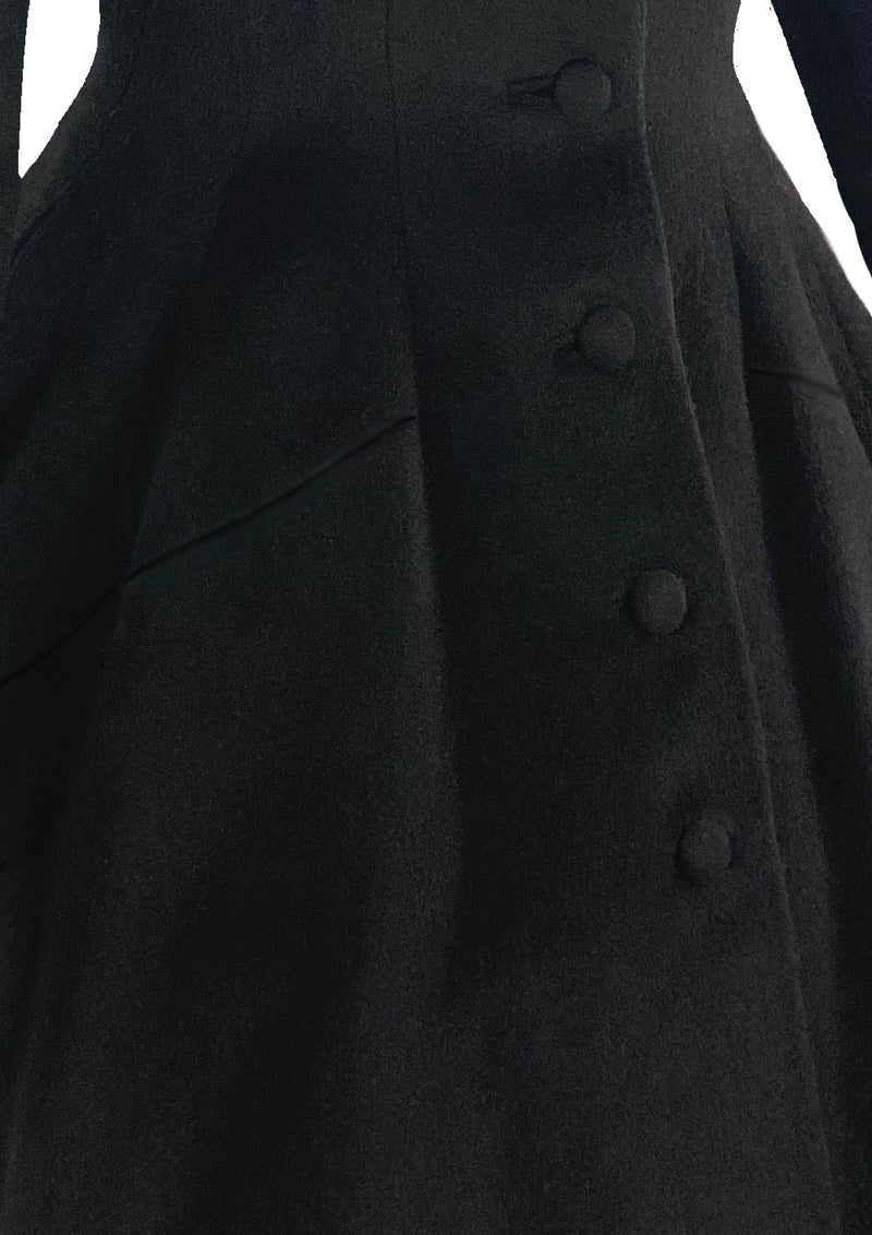 Sublime 1950s Lilli Ann Black Wool Princess Coat- New!