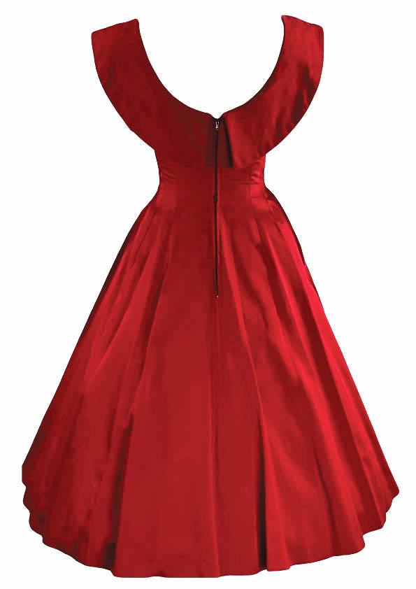 1950s Designer Red Silk Satin New Look Cocktail Dress New! ON HOLD