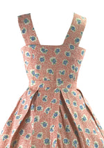 Vintage 1950s Pink Floral Cotton Dress Ensemble- New!