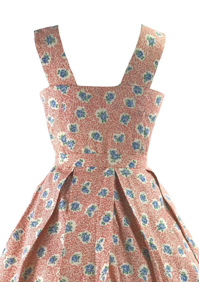Vintage 1950s Pink Floral Cotton Dress Ensemble- New!