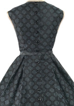 Vintage 1950s Turquoise Blue & Black Dress Ensemble- New!