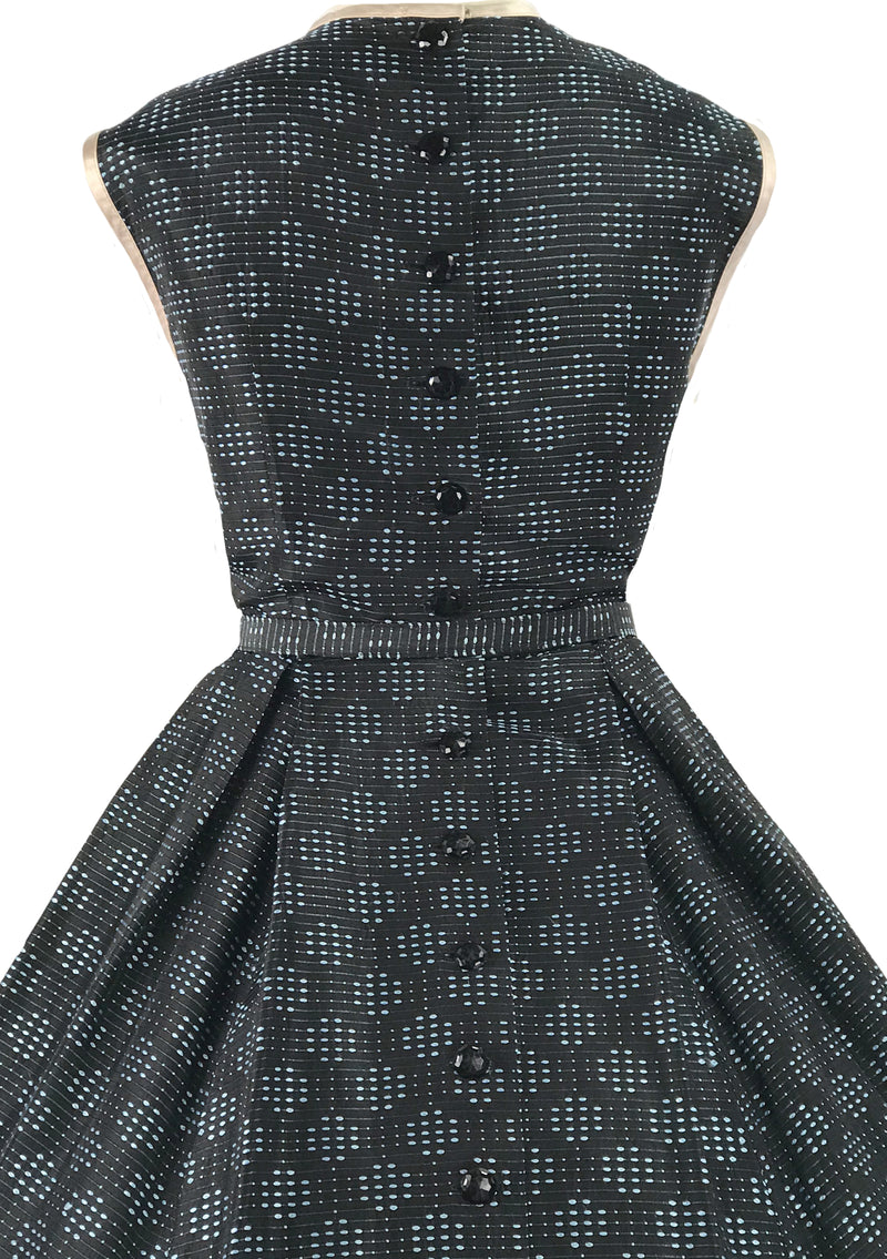 Vintage 1950s Turquoise Blue & Black Dress Ensemble- New!