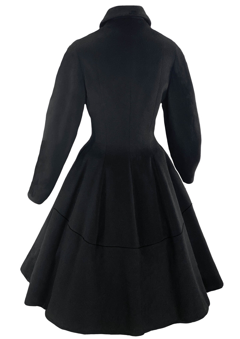 Sublime 1950s Lilli Ann Black Wool Princess Coat- New!