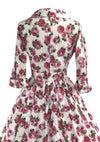 Vintage 1950s Deep Prink Rose Print Cotton Dress- New!