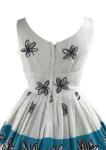 1950s Vicki Vaughn Pique Cotton Floral Border Dress - New!