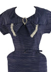 Late 1940s to Early 1950s Navy and White Wiggle Dress - NEW!
