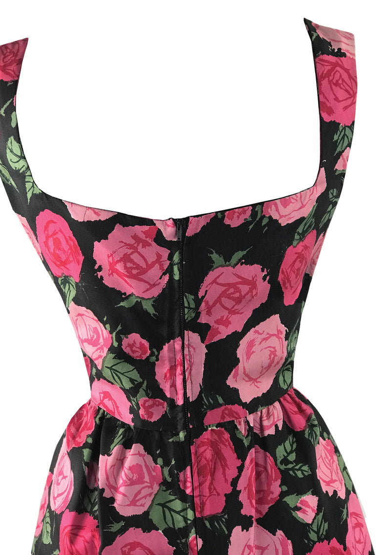 Vintage Late 1950s Pink Roses Silk Dress - New! (TAMMY)