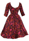 Vintage Late 1950s Early 1960s Magenta & Purple Floral Dress- New!