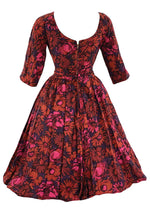 Vintage Late 1950s Early 1960s Magenta & Purple Floral Dress- New!