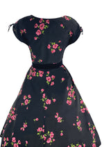 Vibrant 1950s Pink Oriental Poppies Cotton Dress- New!