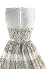 Lovely 1950s White Cotton Embroidered Dress- New!