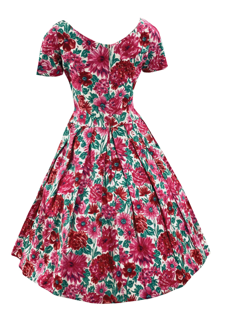 Late 1950s to Early 1960s Pink & Magenta Floral Dress- New!